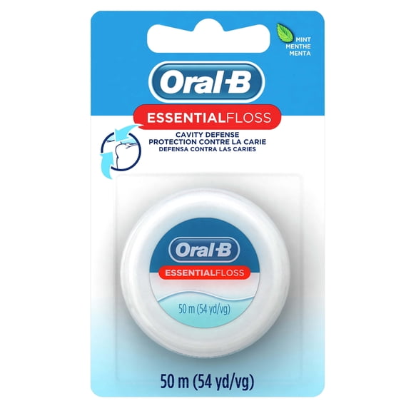 (2 pack) Oral-B Floss, Essential Floss Mint Waxed Dental Floss, Cavity Defense, 50 m