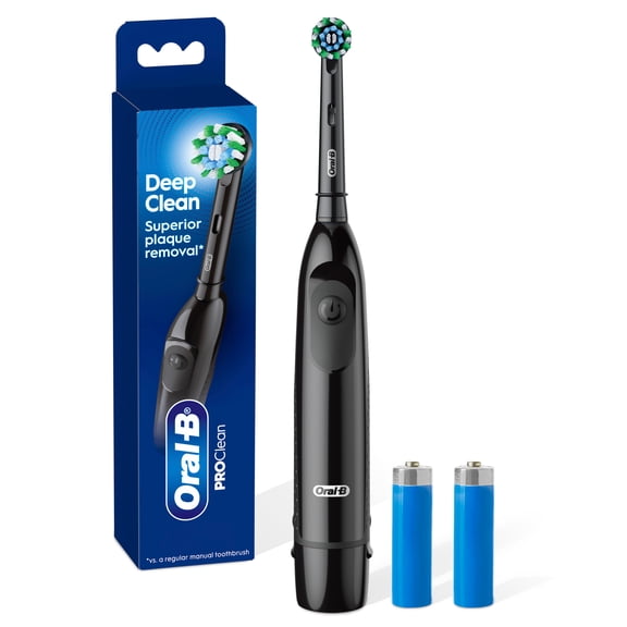(3 pack) Oral-B Toothbrush, ProClean CrossAction, Battery Powered Electric Toothbrush, Black for Adults and Children 3+
