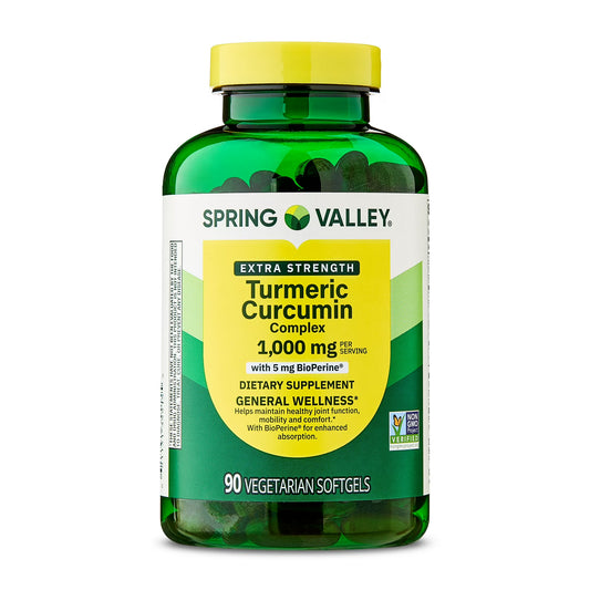 (3 pack) Spring Valley Extra Strength Turmeric Curcumin Complex Softgels Dietary Supplement, 1,000 mg, 90 Ct