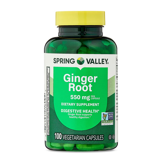 (2 pack) Spring Valley Ginger Root Dietary Supplement Capsules for Digestive Health, 550 mg, 100 Count