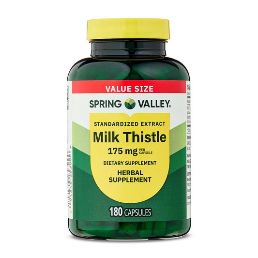 (3 pack) Spring Valley Standardized Extract Milk Thistle Dietary Supplement Capsules, 175 mg, 180 Gelatin Capsules