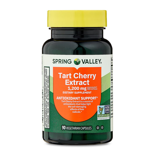(3 pack) Spring Valley Tart Cherry Extract Dietary Supplement Vegetarian Capsules for Antioxidant Support , 1200 mg, 90 Count