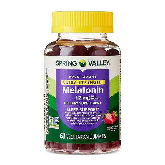 (3 pack) Spring Valley Ultra Strength Melatonin Sleep Support Dietary Supplement Vegetarian Gummies, 12 mg, 60 Count