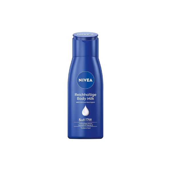 NIVEA Rich Body Milk Mini 75 ml (2.5 fl oz), Intensive Nourishing Body Lotion with Almond Oil of Natural Origin and Vitamin E, Travel Size Body Cream for Daily Skin Care, Convenient Portable Bottle