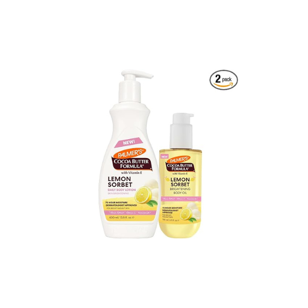 Palmer's Lemon Sorbet Brightening Body Lotion 13.5 Oz & Body Oil 6.5 Fl Oz