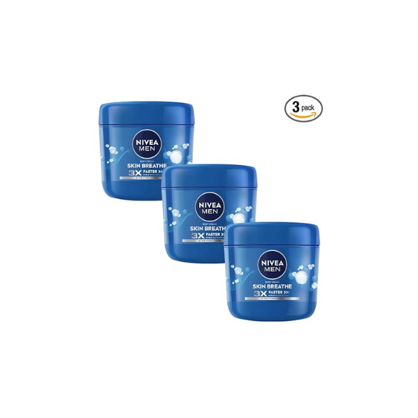 Nivea Men Skin Breathe Body Cream, Fast-Absorbing Moisturizing Cream For Men, 48h Hydration, Breathable Skin Technology, Active Hydro System, Fresh Non-Sticky Feel, Daily Body Care - 400ml - Pack of 3