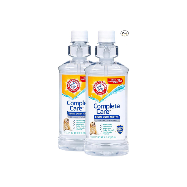 Arm & Hammer Complete Care Dental Water Additive for Dogs, Easy Portion Bottle, Dog Breath Freshener, Dog Mouth Wash or Dental Rinse, Simply Add to Pet Drinking Water for Fresher Breath, 16 FL OZ