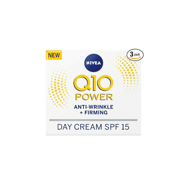 NIVEA Q10 Power Daily Facial Cream 3-Pack for Normal Skin, Lightweight Moisturizing Face Cream with Coenzyme Q10 and Creatine, Daily Skincare 50 ml Each (3 x 1.7 fl oz)