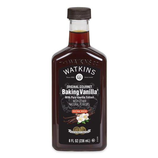 (4 pack) Watkins Original Gourmet Baking Vanilla, 8 fl oz – Rich Vanilla Flavor for Everyday Baking & Desserts