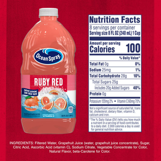 Ocean Spray Ruby Red Grapefruit Juice Drink, 64 fl oz Bottle
