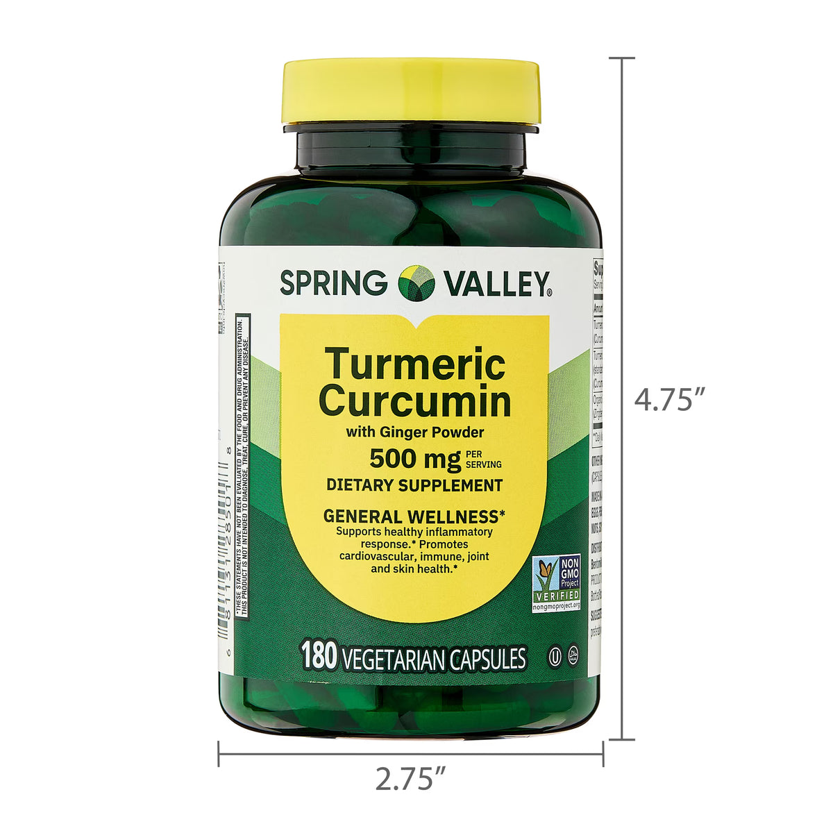 (3 pack) Spring Valley Turmeric Curcumin with Ginger Powder Dietary Supplement, 500 mg, 180 Count