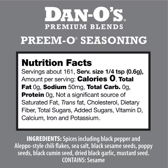 Dan-O's Preem-O Seasoning - All-Purpose Steak & Meat Seasoning - Great for cooking & grilling anything - Small bottle (3.4 oz)