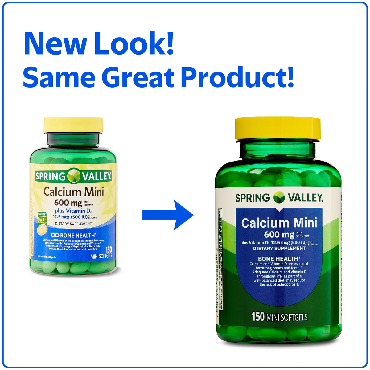 (2 pack) Spring Valley Calcium Plus Vitamin D3, Dietary Supplement, 150 Mini Softgels