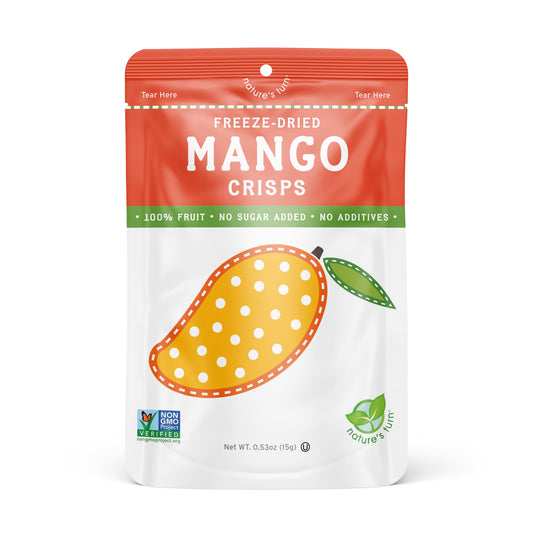 Nature’s Turn Freeze-Dried Mango Crisps, No Added Sugar, Healthy Natural Fruit Crisp Snack for School Lunches, 2 Pack (1.2 oz Each)