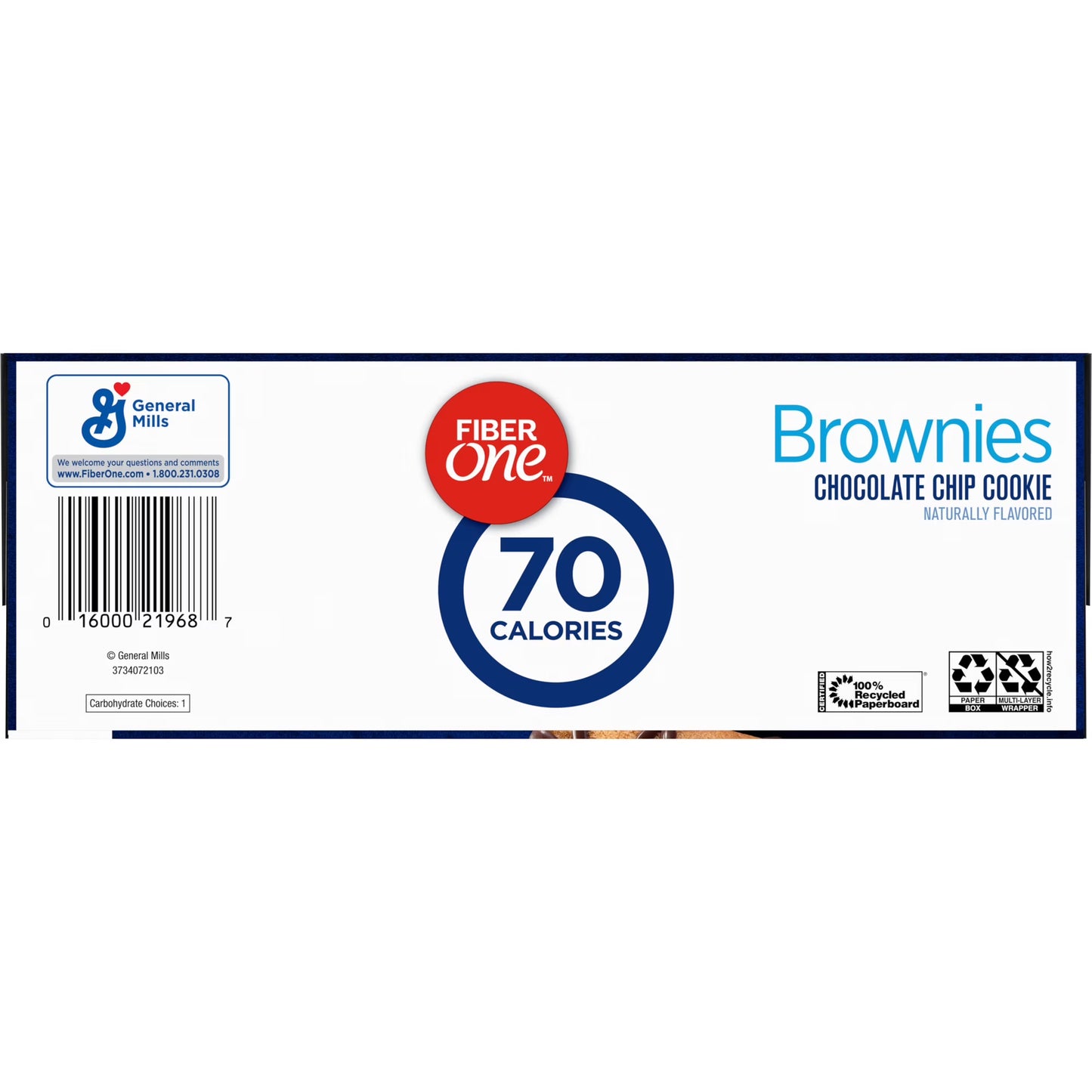 Fiber One 70 Calorie Brownies, Chocolate Chip Cookie, 2g Sugar, Value Pack, 12 Count, 10.6 oz