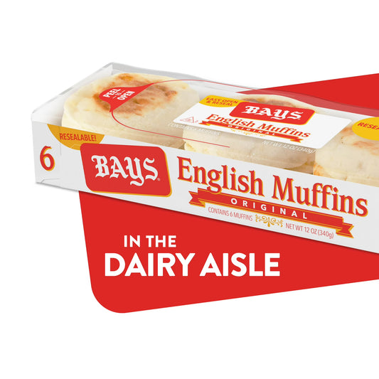 Bays Multi-grain English Muffins, 6 count, Pre-sliced English Muffins, 12 oz Tray