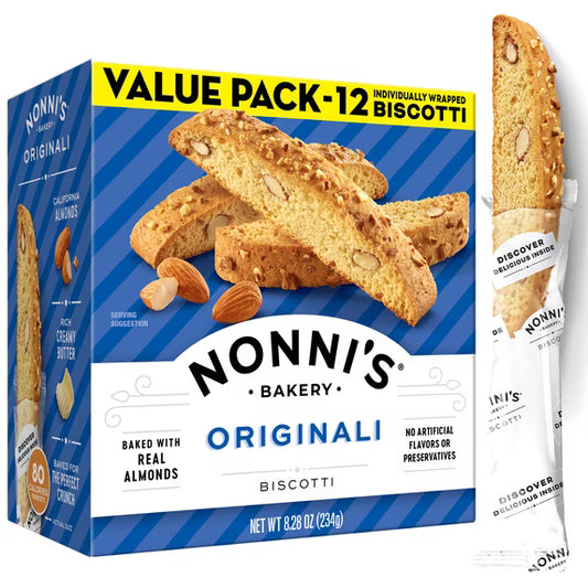 Nonni's Bakery, Originali Almond Biscotti, Individually Wrapped, 8.28oz, 12ct Value Pack