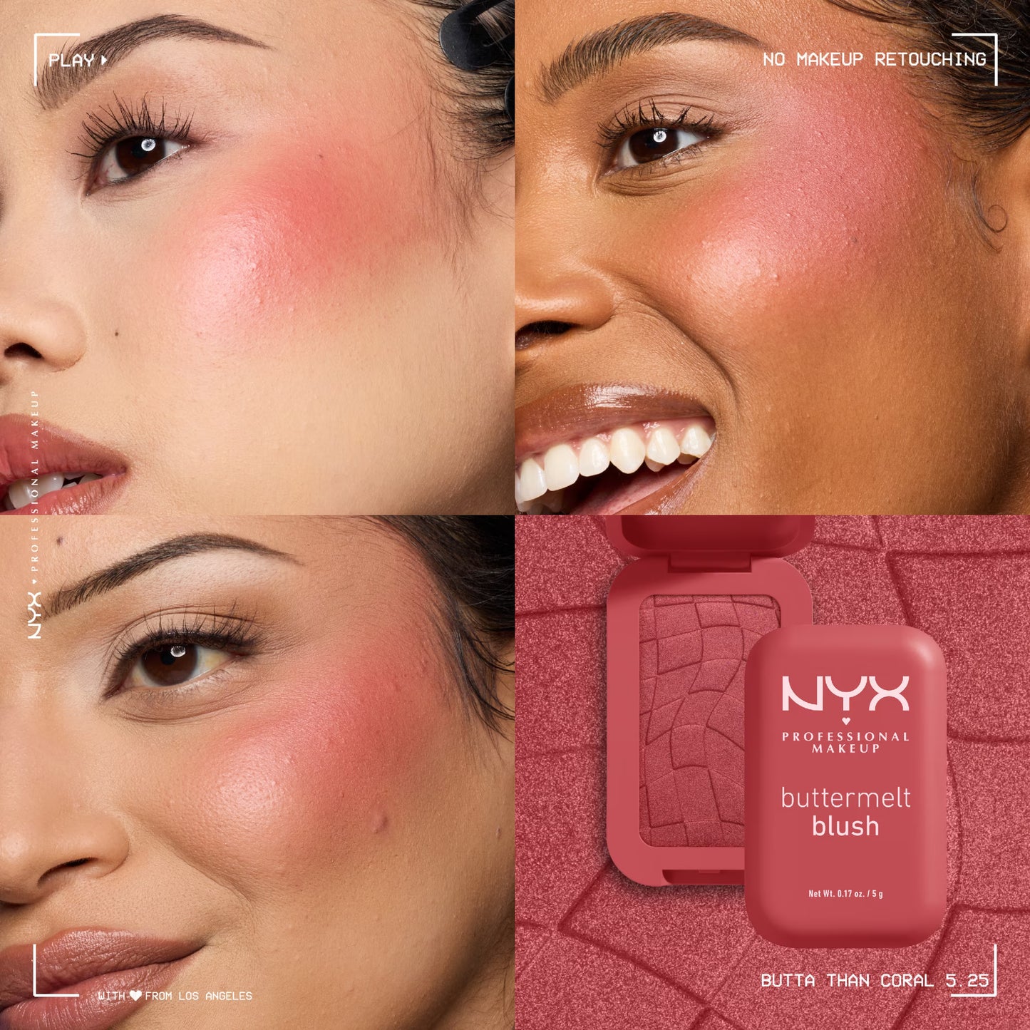 NYX Professional Makeup Buttermelt Blush Face Makeup Powder Blush, Butta Than Coral, 0.17 oz
