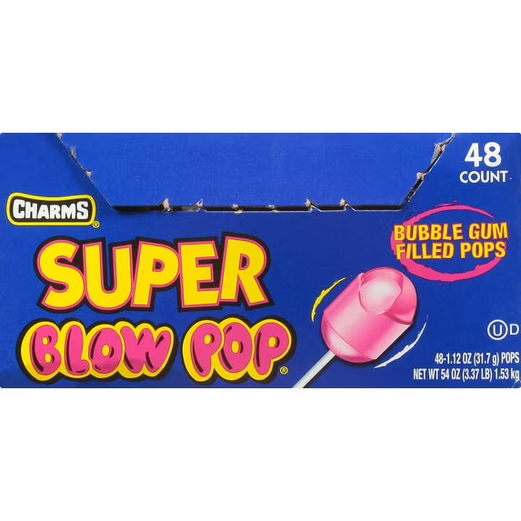 Charms Super Blow Pops, Assorted Flavors - 4 48 Each