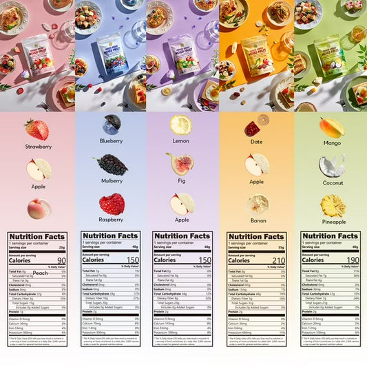 SUNGIVEN Freeze Dried Fruit Crisps 10+ Fruits Mixed Variety Pack, Health Snacks for Kids Adult, 5 Bag 7.06 Oz