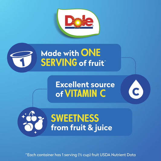 Dole Fruit Bowls Peaches, Mandarin Oranges, Cherry Mixed Fruit in 100% Fruit Juice, 4 oz (12 Pack)