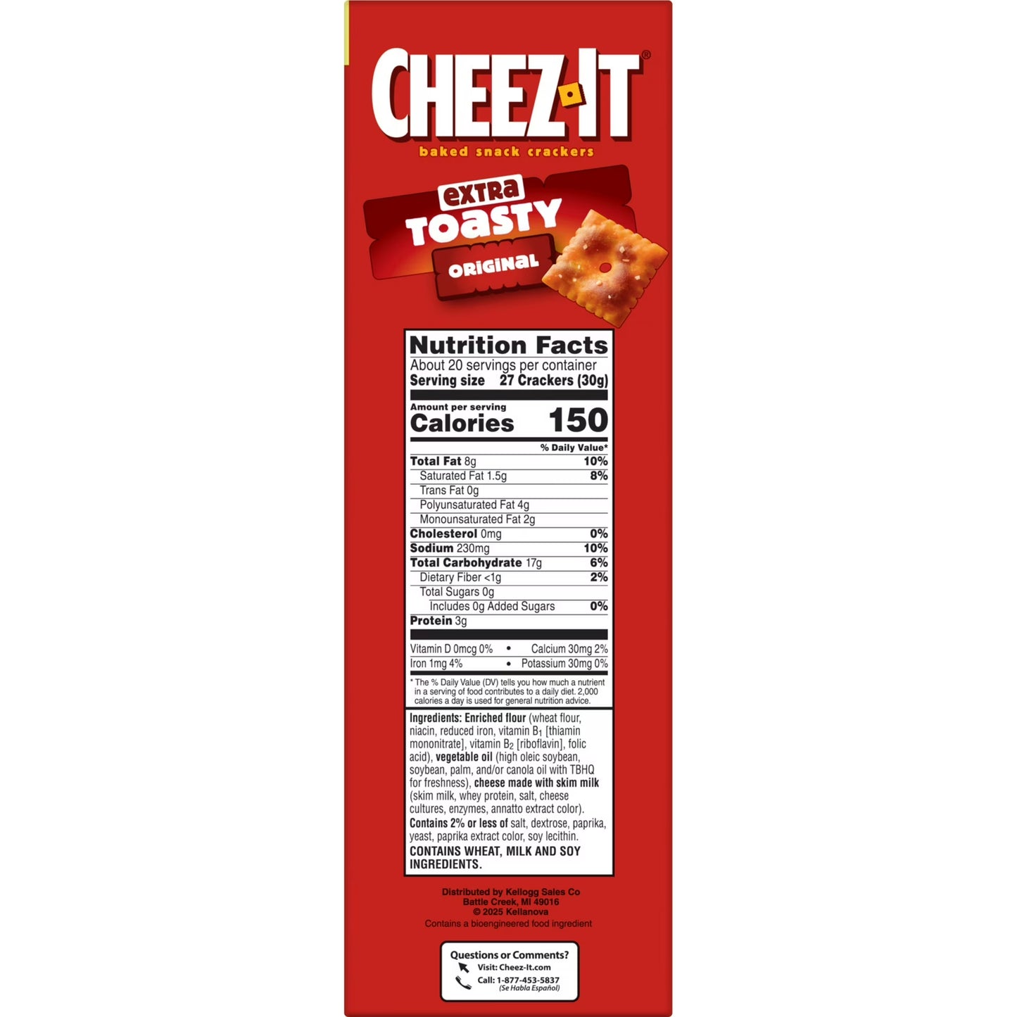 Cheez-It Extra Toasty Cheese Crackers, Baked Snack Crackers, 21 oz