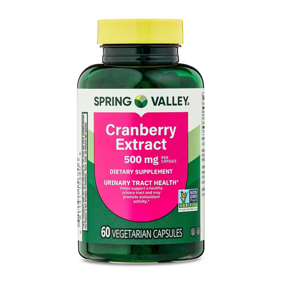 (2 pack) Spring Valley Cranberry Extract Urinary Tract Support Vegetarian Capsules, 500mg, 60 Count