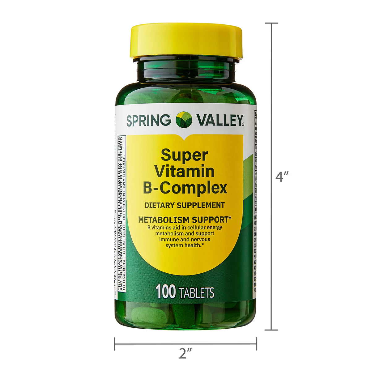 Spring Valley Super Vitamin B-Complex Dietary Supplement, 100 Count, Tablets for Metabolism Support