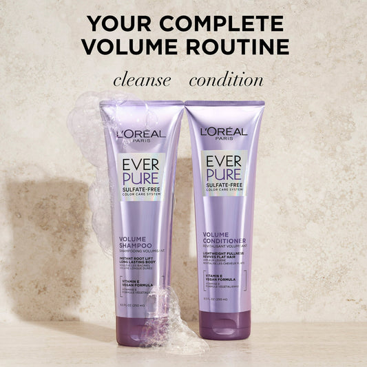 L'Oreal Paris EverPure Volume Sulfate Free Conditioner, Squeeze, 8.5 fl oz