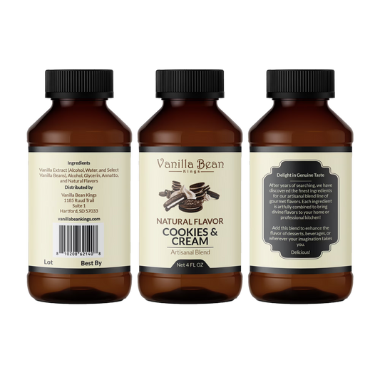 Cookies & Cream Extract for Baking and Flavoring - 4 OZ - Natural Flavors for Baked Goods, Desserts, & Cooking