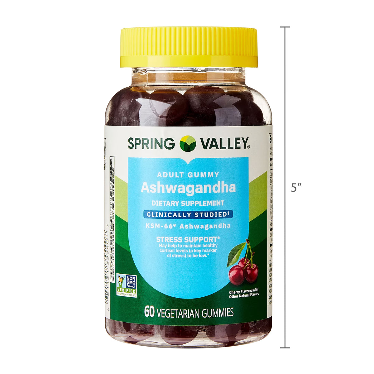 Spring Valley Ashwagandha Vegetarian Gummies for Stress Support Dietary Supplement, Cherry Flavor, 60 Count