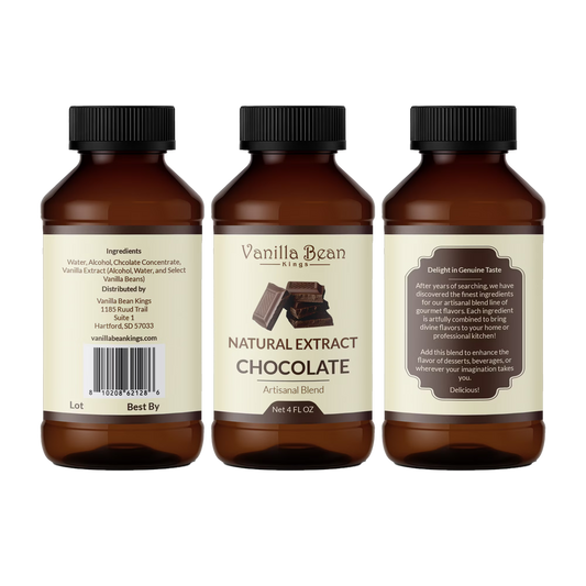 Pure Chocolate Extract for Baking and Flavoring - 4 OZ - Natural Flavors for Baked Goods, Desserts, & Cooking