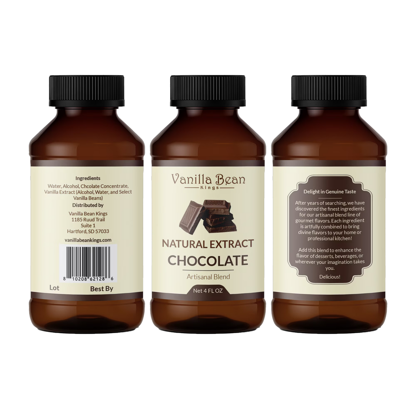 Pure Chocolate Extract for Baking and Flavoring - 4 OZ - Natural Flavors for Baked Goods, Desserts, & Cooking