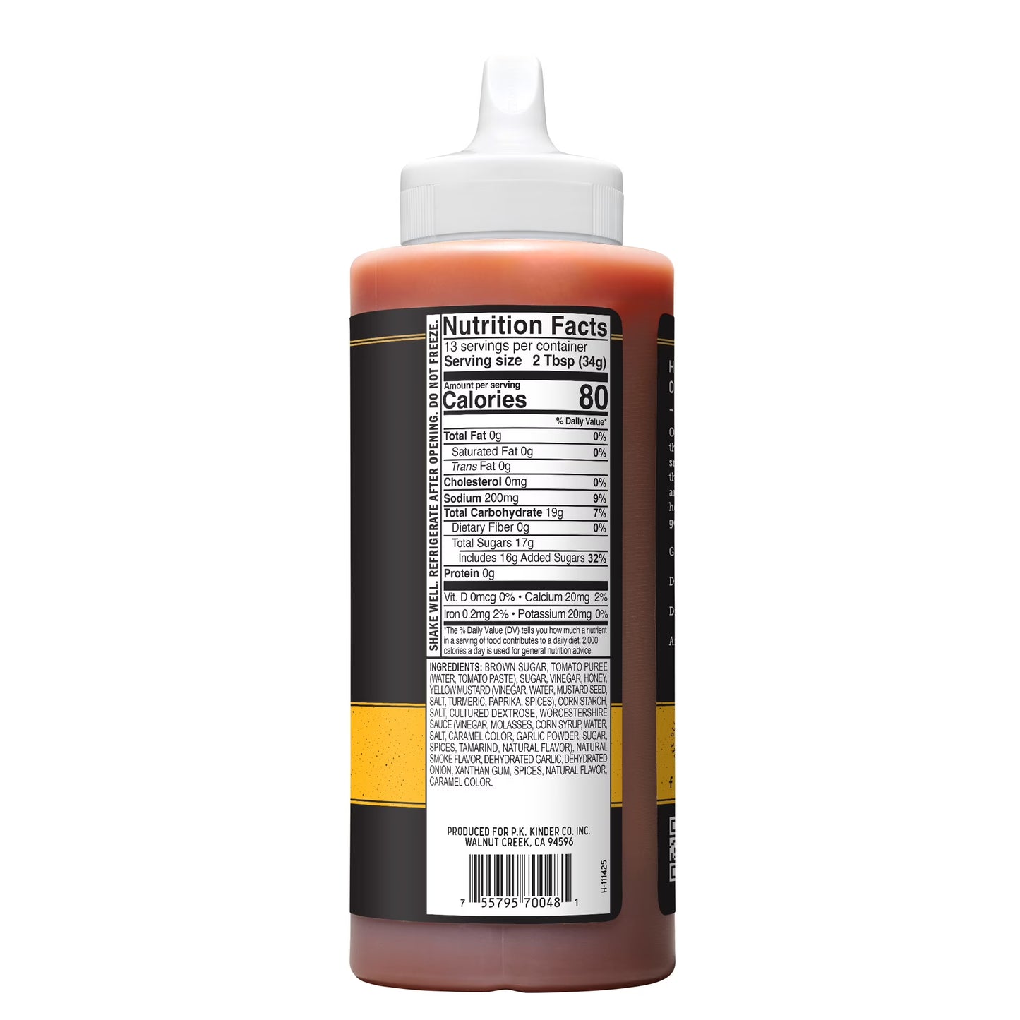 Kinder's Gold Label Sweet Honey BBQ Sauce for Meat and Vegetables, 15.7 oz Bottle