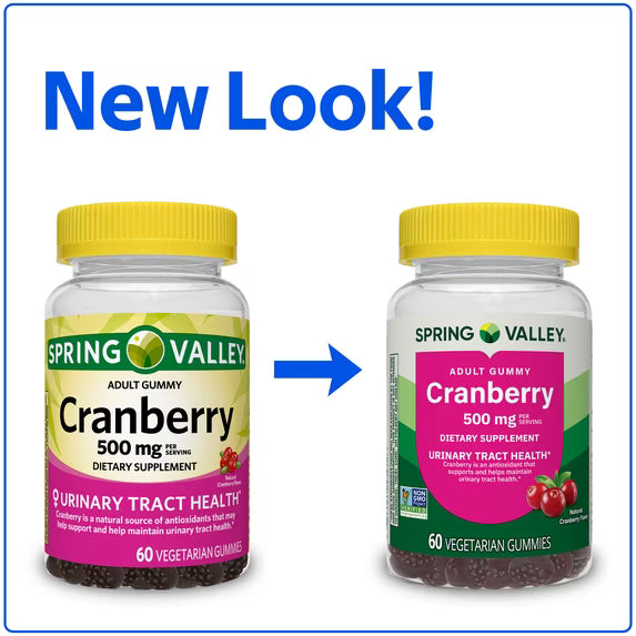 (3 pack) Spring Valley Cranberry Gummies Urinary Tract Support Dietary Supplement, 500 mg, 60 Count