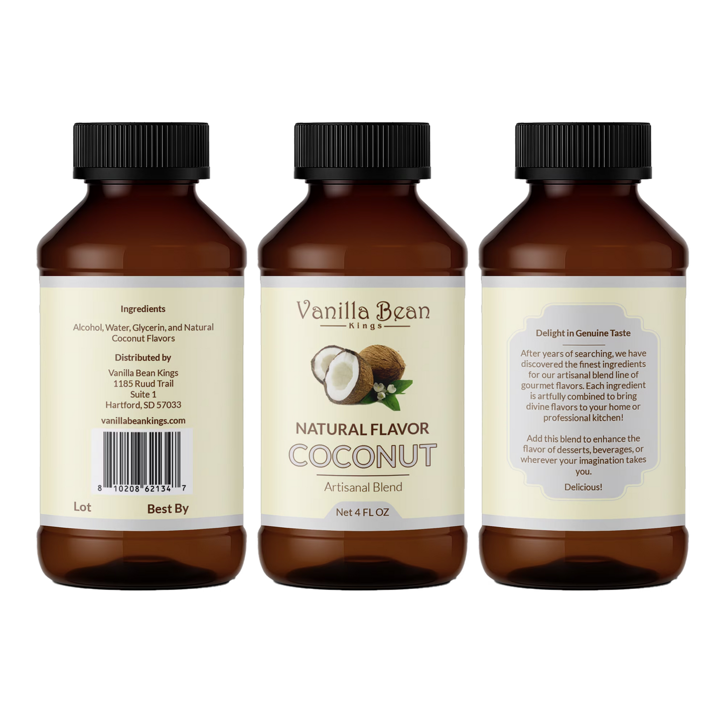 Natural Coconut Extract for Baking and Flavoring - 4 OZ - Natural Flavors for Baked Goods, Desserts, & Cooking