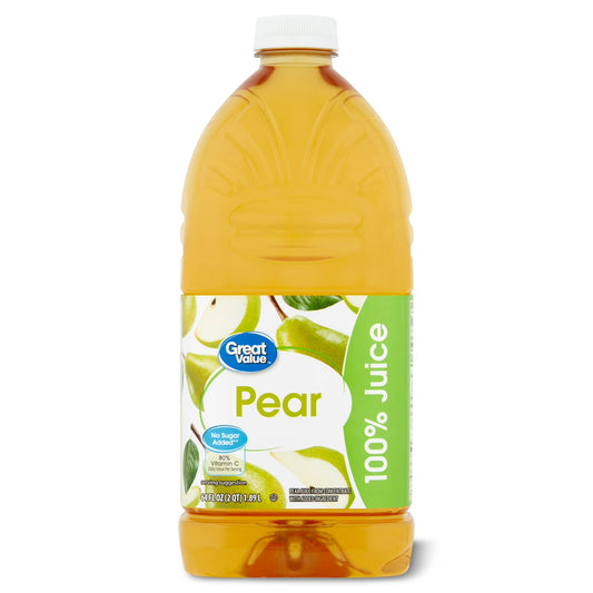 (3 pack) Great Value Pear 100% Juice, 64 fl oz (Shelf Stable)
