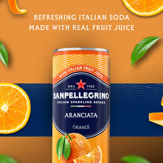 SanPellegrino Soda Italiana Sparkling Orange, 24 Pack Cans