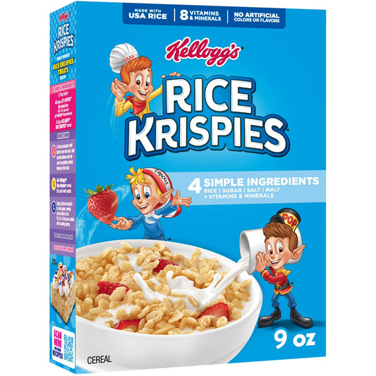 (8 pack) Kellogg's Rice Krispies Original Breakfast Cereal, 8 Vitamins and Minerals, 9 oz