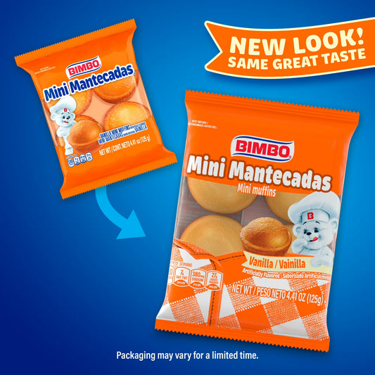 Bimbo Mini Mantecadas Vanilla Muffins, 4 count, Mini Muffins, 4.41 oz Bag