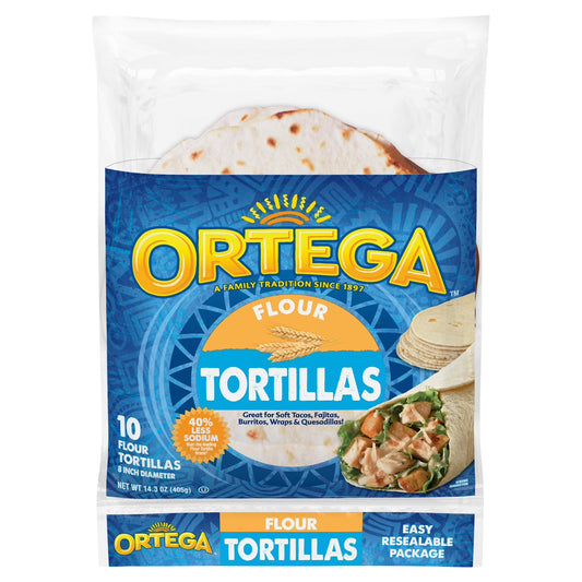 (3 pack) Ortega Flour Tortillas, Kosher, 10 Count, 14.3 oz