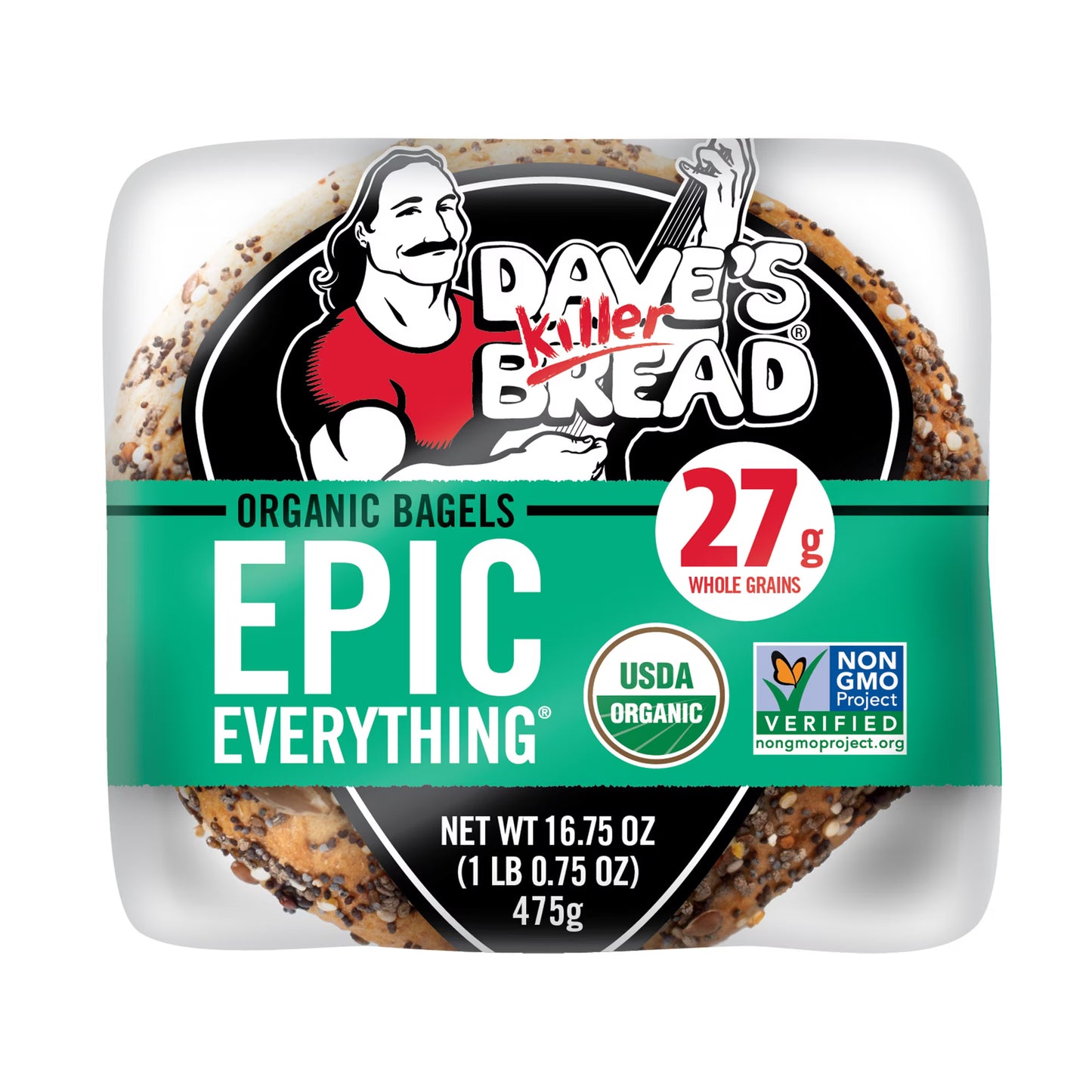 Dave's Killer Bread Epic Everything Bagels, Organic Bagels, 27g Whole Grains per Bagel, 5 Count