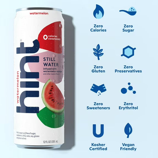 Hint Canned Water, Watermelon-Purified Flavored Water with Zero Calories, Natural Flavors, and Sugar Free - 12 Fl Oz Cans (Pack of 12)