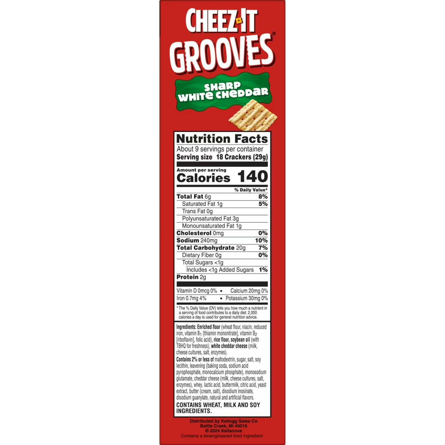 Cheez-It Grooves Sharp White Cheddar Crunchy Cheese Crackers, Snack Crackers, 9 oz