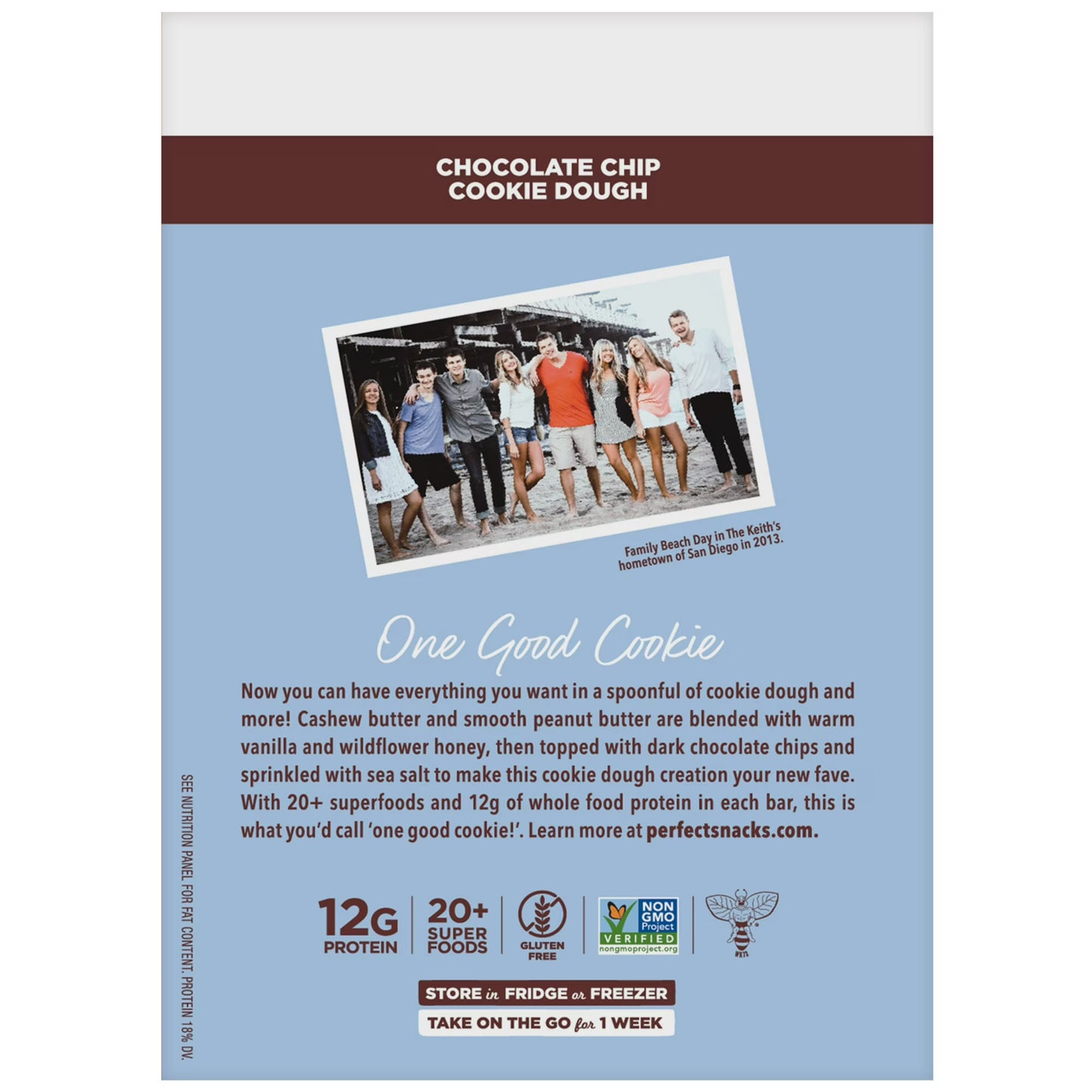 Perfect Bar Gluten-Free Chocolate Chip Cookie Dough Protein Bar, 4 count, 2.2 oz