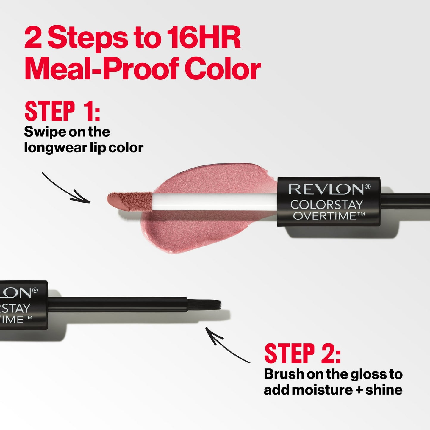(3 pack) Revlon ColorStay Overtime Longwearing Gloss Lipstick with Vitamin E, 320 Faithful Fawn, 0.07 fl oz