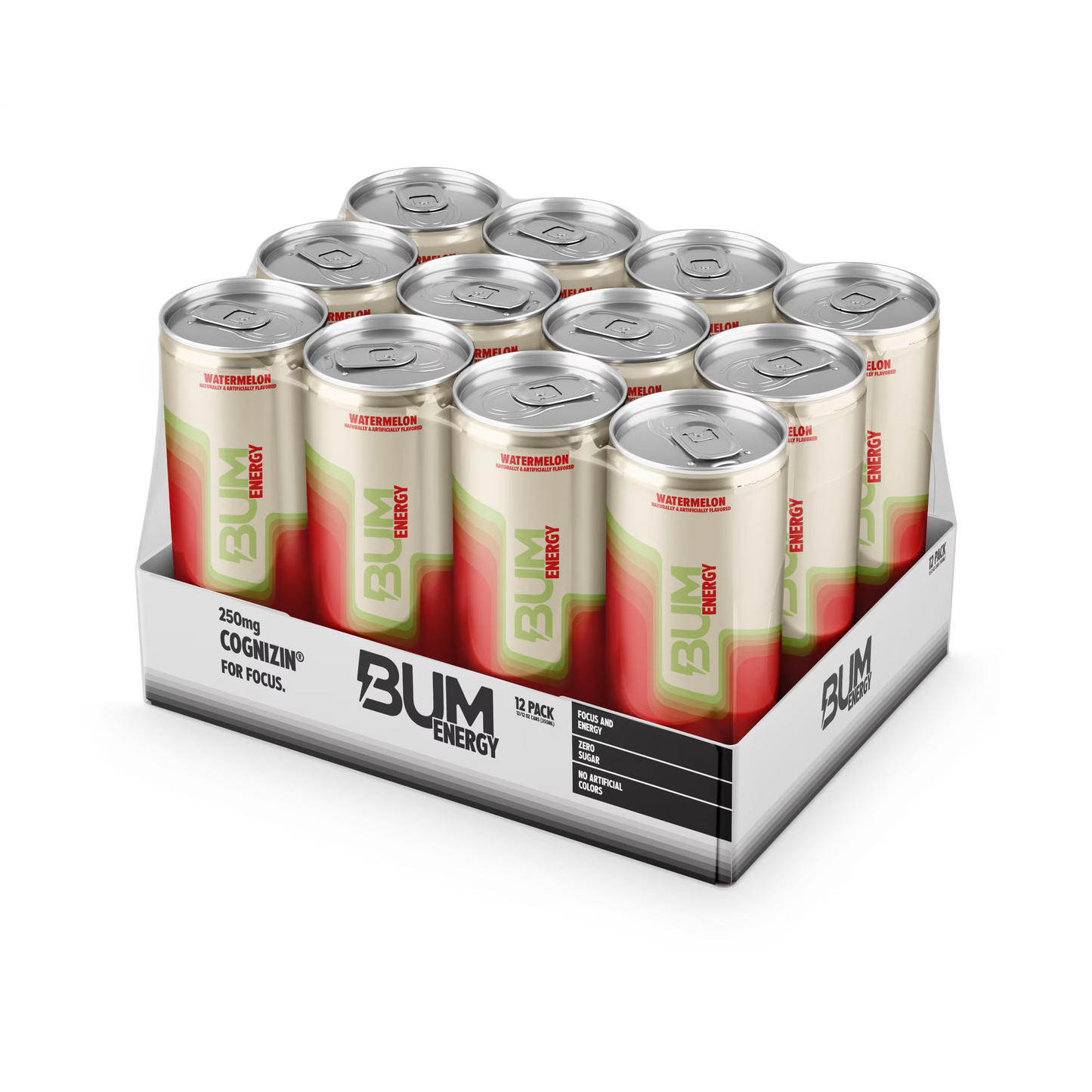 Bum Energy Watermelon Energy Drink, 112 mg Natural Caffeine, 12 fl oz Can