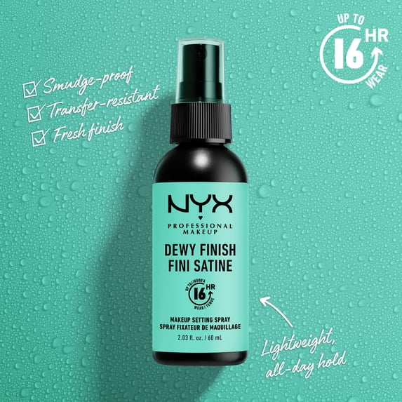 NYX Professional Makeup Dewy Finish Makeup Setting Spray, Long-Lasting, Vegan, 2.03 fl oz