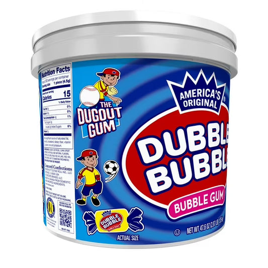 Dubble Bubble Gum, Individually Wrapped, 300 Pieces in Resealable Tub