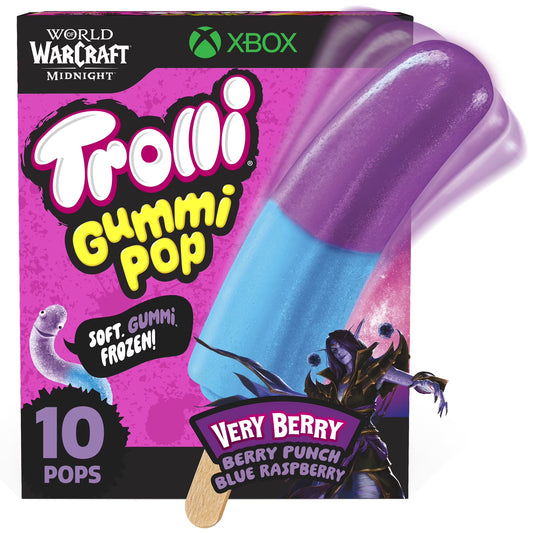 Trolli Frozen Gummi Pops Sour Gummy Candy Frozen Snacks, Very Berry, 10 count